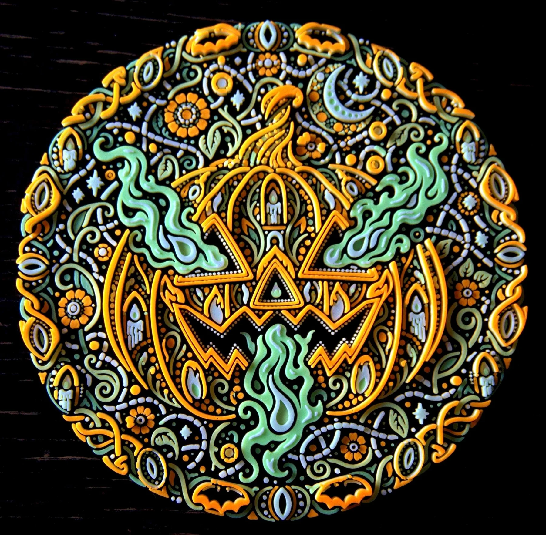 Jack o' the Shadows 3D printed relief wall art in daylight